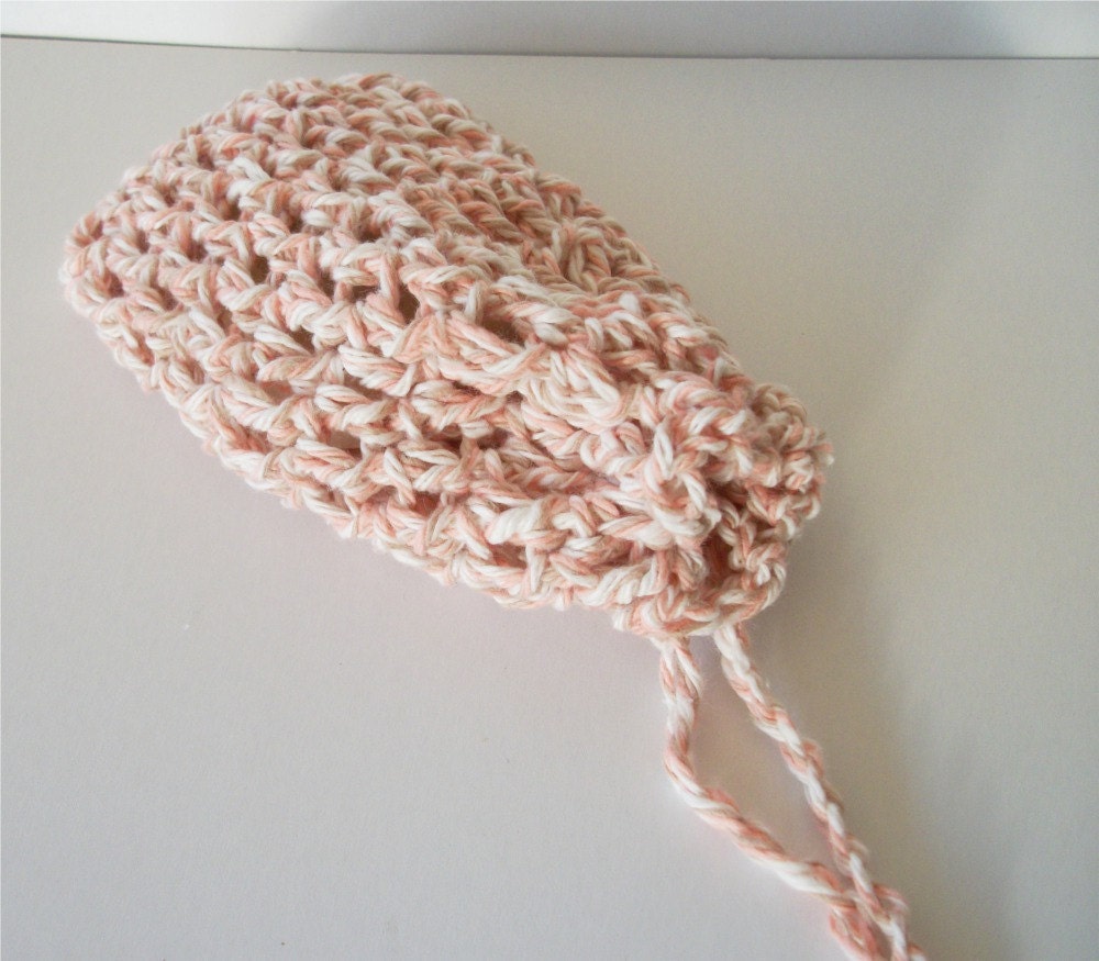 100% Cotton Crochet Soap Saver Sack Pink, Tan, White