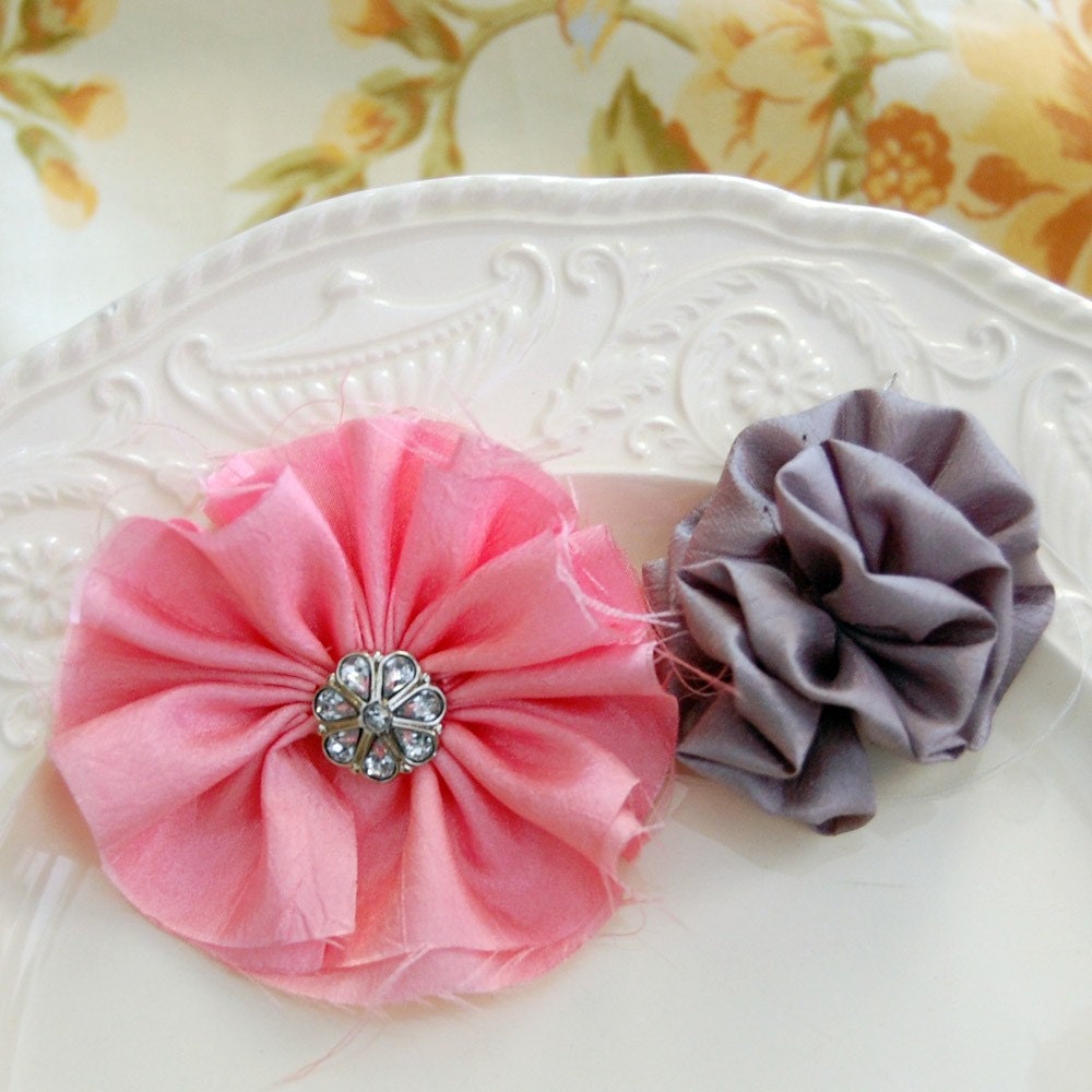 Fabric Ruffle Flowers Tutorial Two Flowers by BlossomAndVineDIY