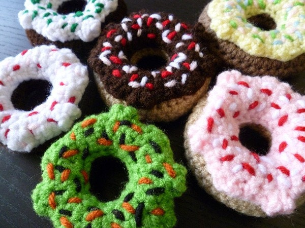 Valentine's Day Mini Donuts - set of three crocheted cat toys