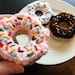 Mini Donuts with Rainbow Sprinkles - set of three crocheted cat toys