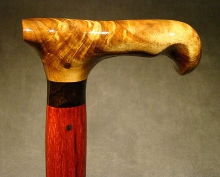 Extra Large Tall Fancy Custom Cane (Item 102) Figured Koa, Ziricote, Padauk