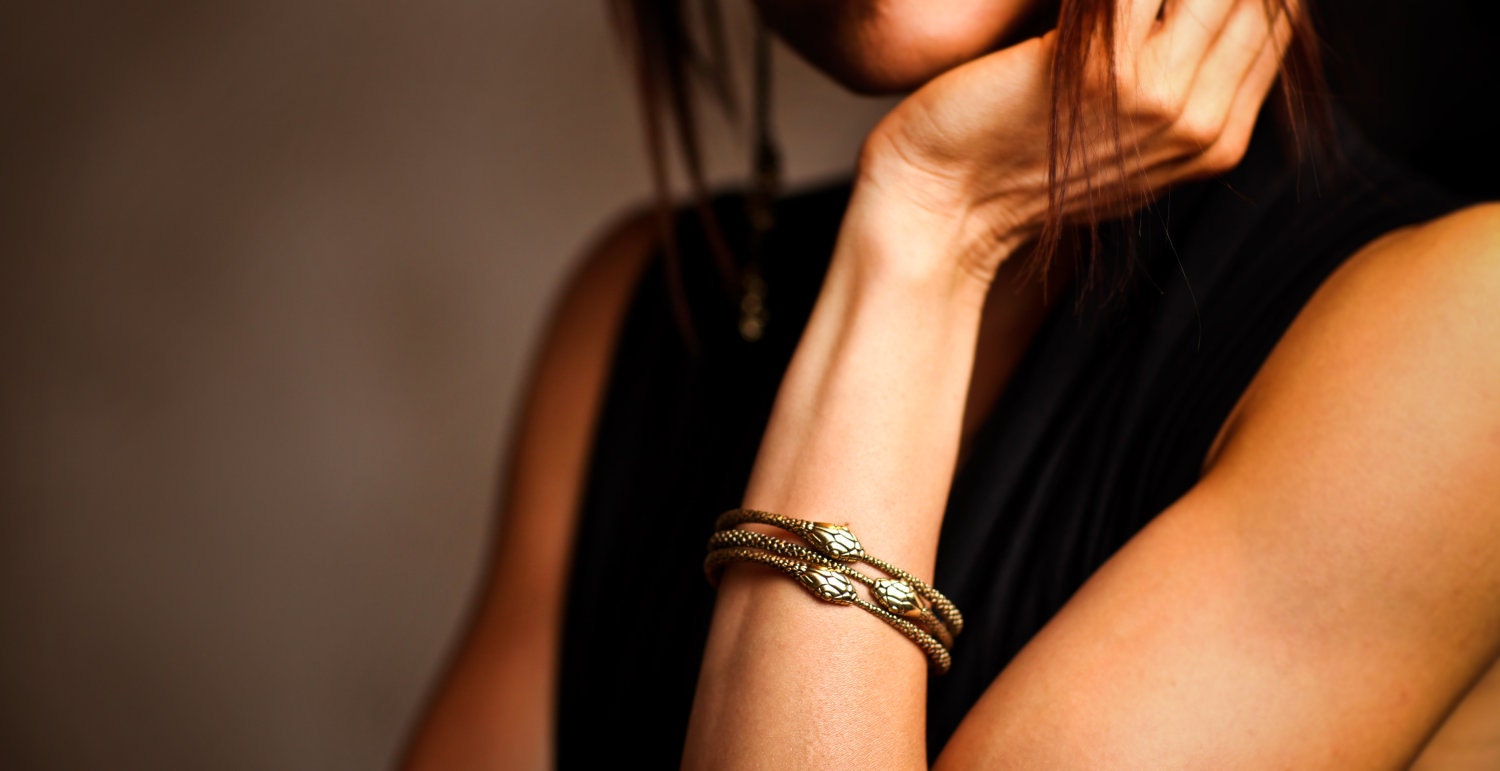 Snake Bangle - Ouroborus - Snake Jewelry - Gold Snake Bangle