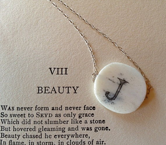 monogram scrimshaw necklace: J