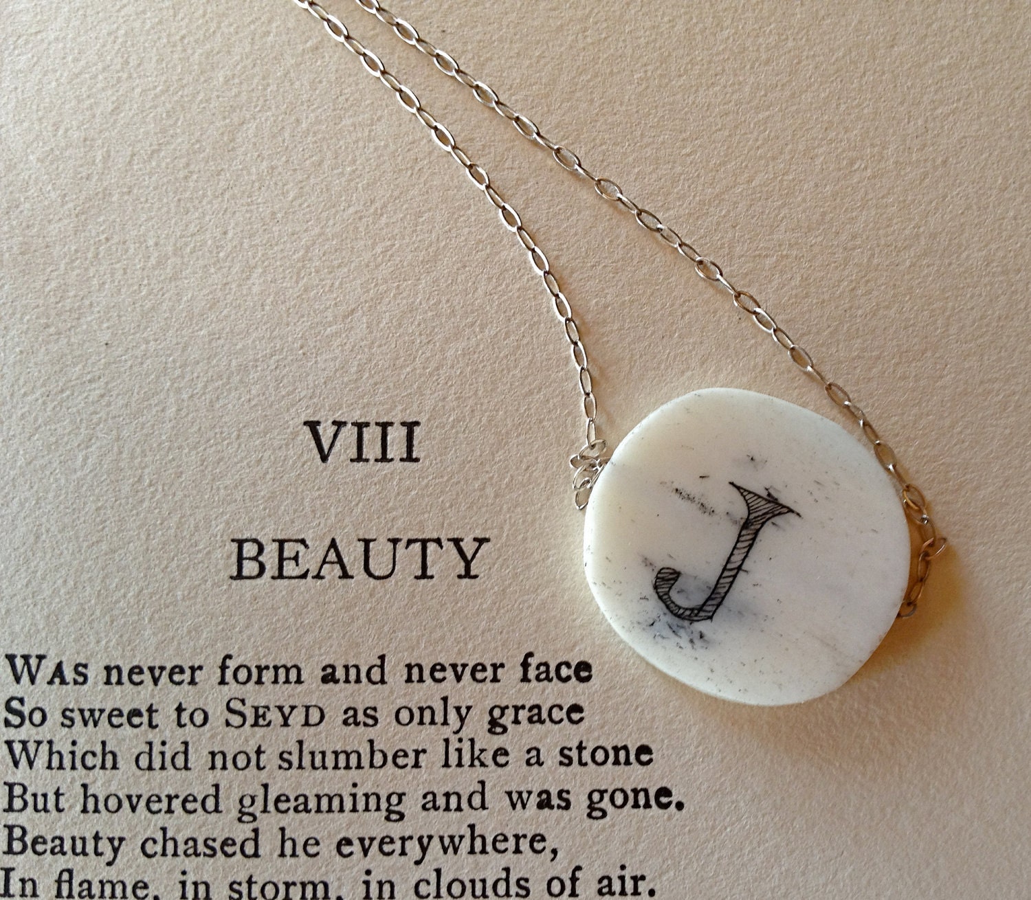 monogram scrimshaw necklace: J