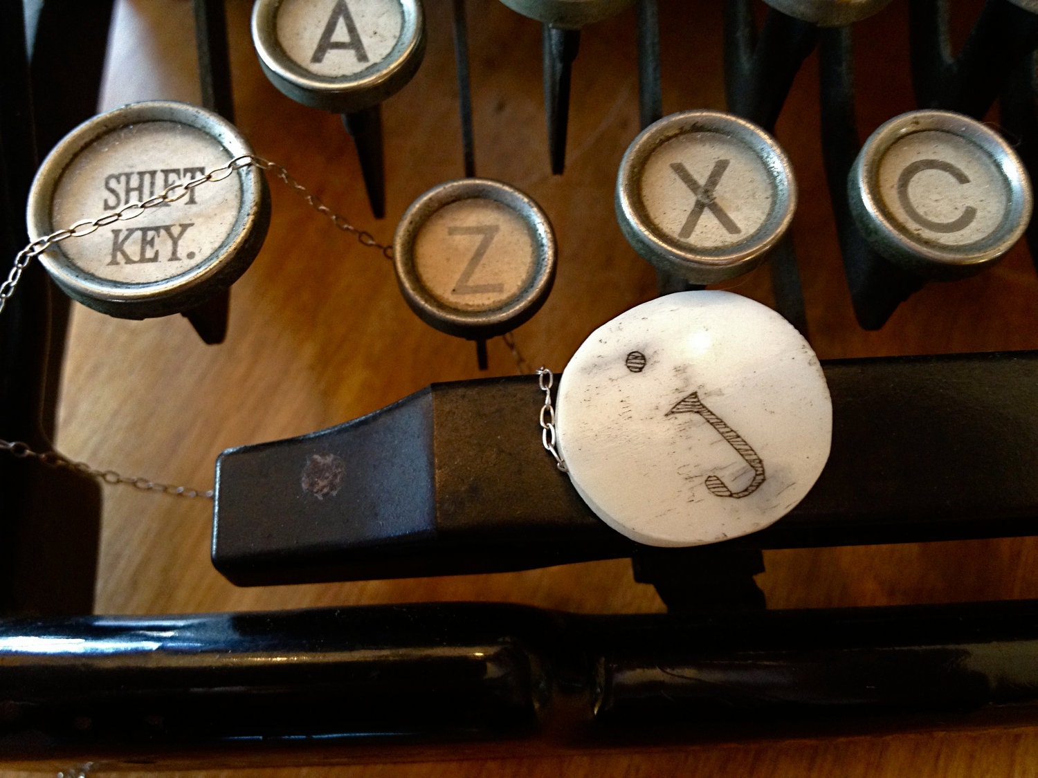monogram scrimshaw necklace: J