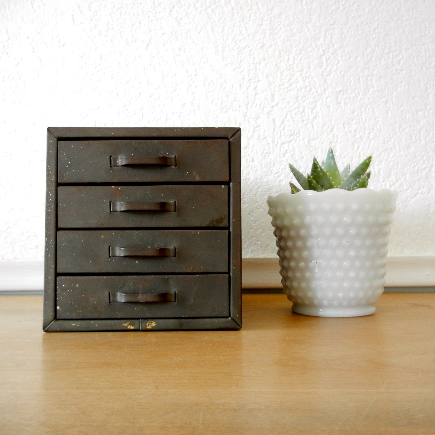 Industrial Metal Storage Container with 4 by nellsvintagehouse