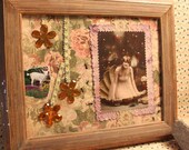 Framed Wall Hanging MARY ANNE - Collage Altered Art Frame Mixed Media Repurposed Picture Frame Upcycled