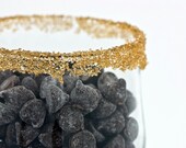 Gold cocktail rim sugar. Drink recipes and directions included. Colorful martinis, margaritas, drinks