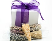 Popcorn sampler - artisan popping corn kernels kit - gourmet food gift, movie theater popcorn gift - with popcorn cones, recipes, gift box