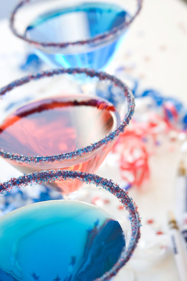 Cocktail rim sugar - patriotic red white & blue - colored sugar for drinks