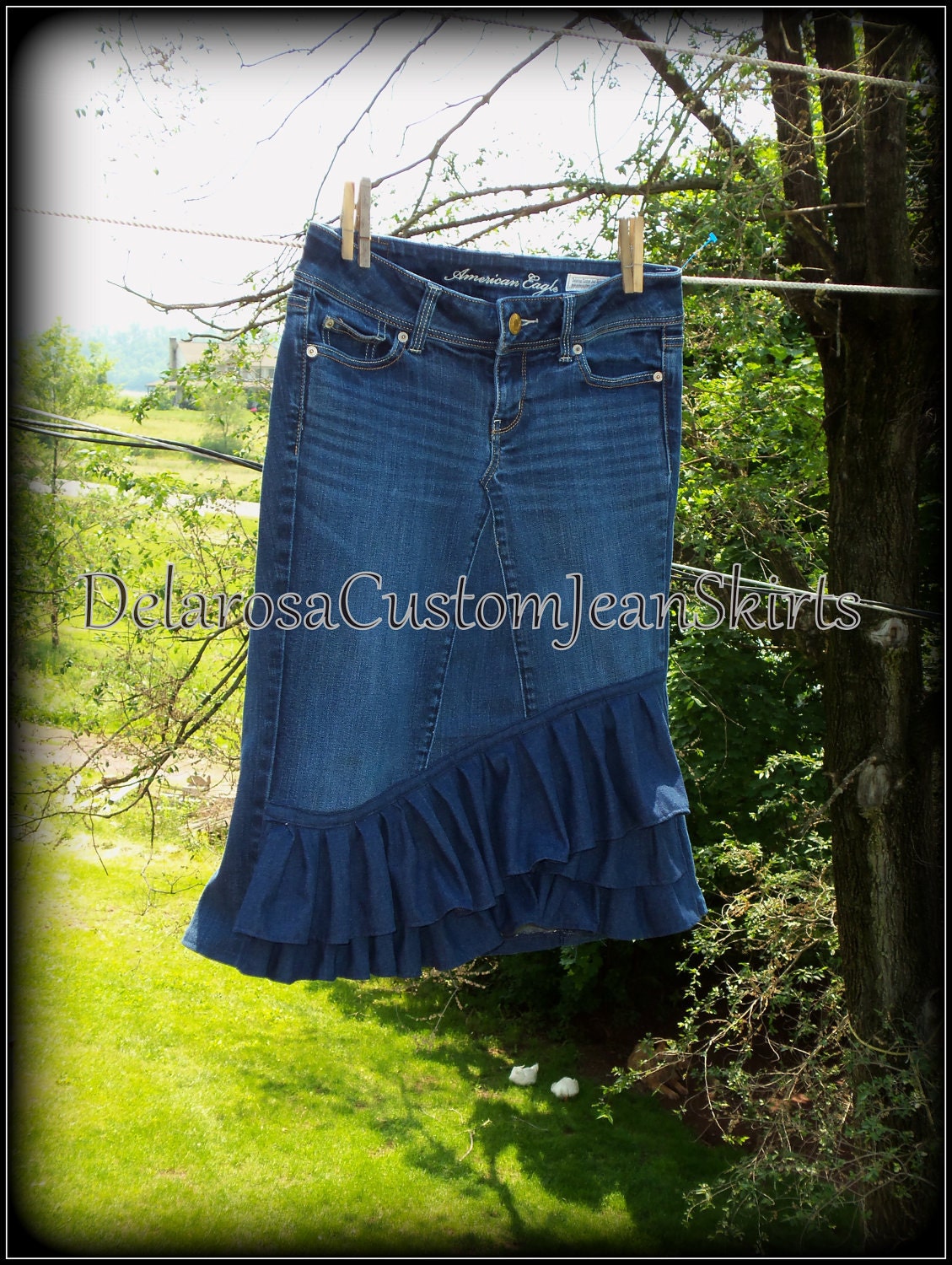 Delarosa Victorian Summer Ruffle denim skirt Custom Order Plus Size 20-26
