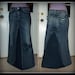Custom Order two tone Long jean skirt with added flower detail to your size made on order PLUS SIZE