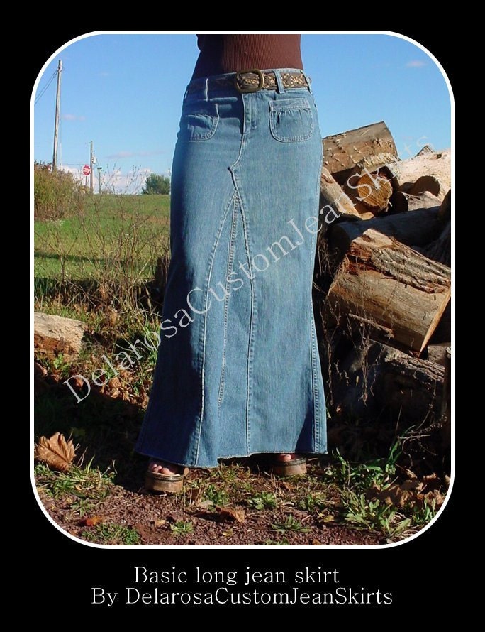 Custom to Your Size Long Jean Skirt size 0-14
