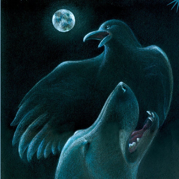 Bookmark - Black cat, dog, and raven under a full moon with a van Gogh quote about the night - "Familiars" - GREAT gift for a reader