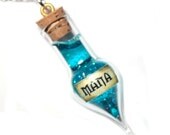Mana Bottle Necklace - mana potion vial miniature bottle pendant, cosplay gamer jewelry