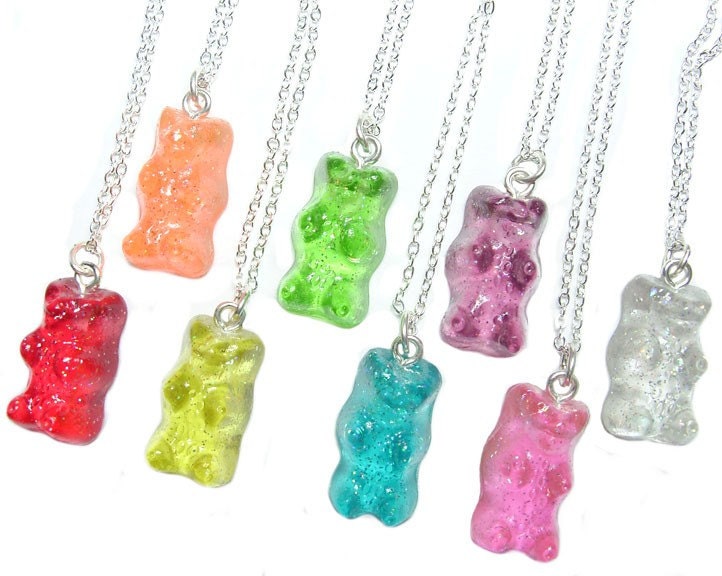 Candy Bear Necklace - Kawaii fake gummy miniature food jewelry
