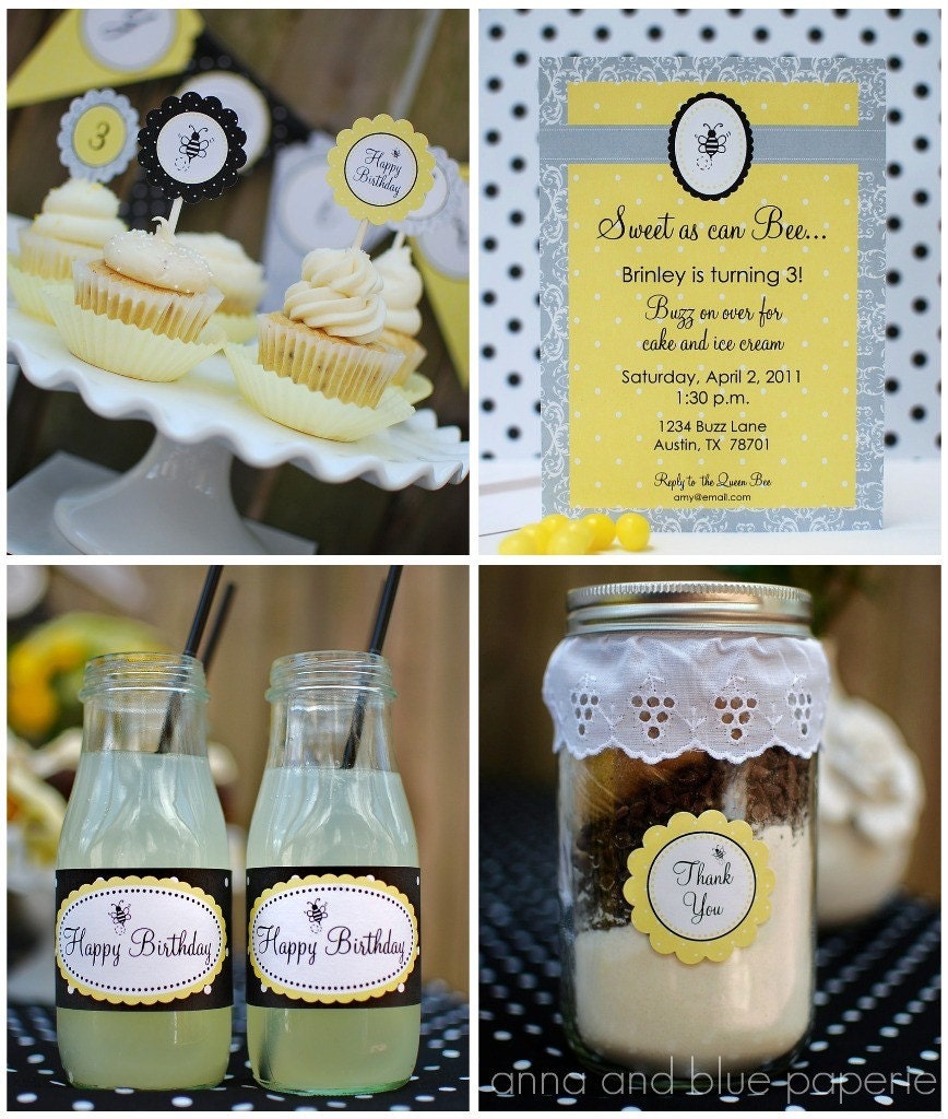 Custom Bee Birthday - Printable DIY Party Collection by anna and blue paperie Il_570xn