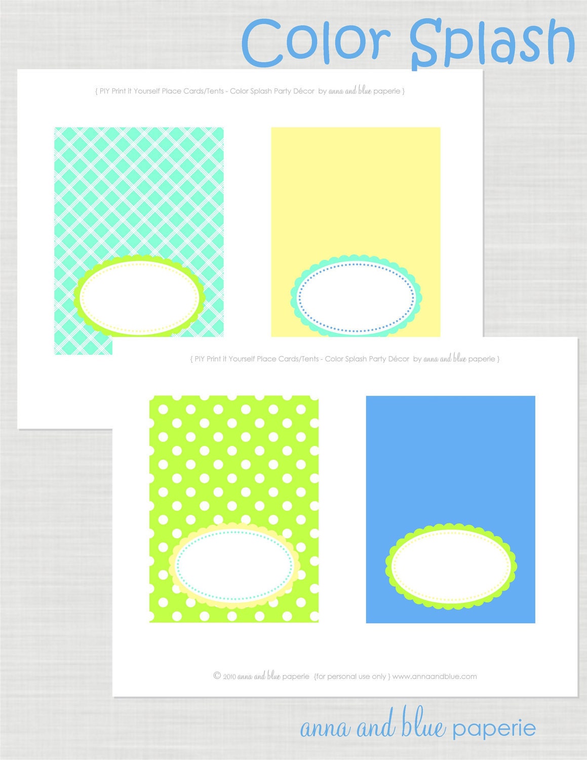 Printable Color Splash DIY Labels/Place Cards - Birthday Party or Baby Shower by anna and blue paperie Il_570xn