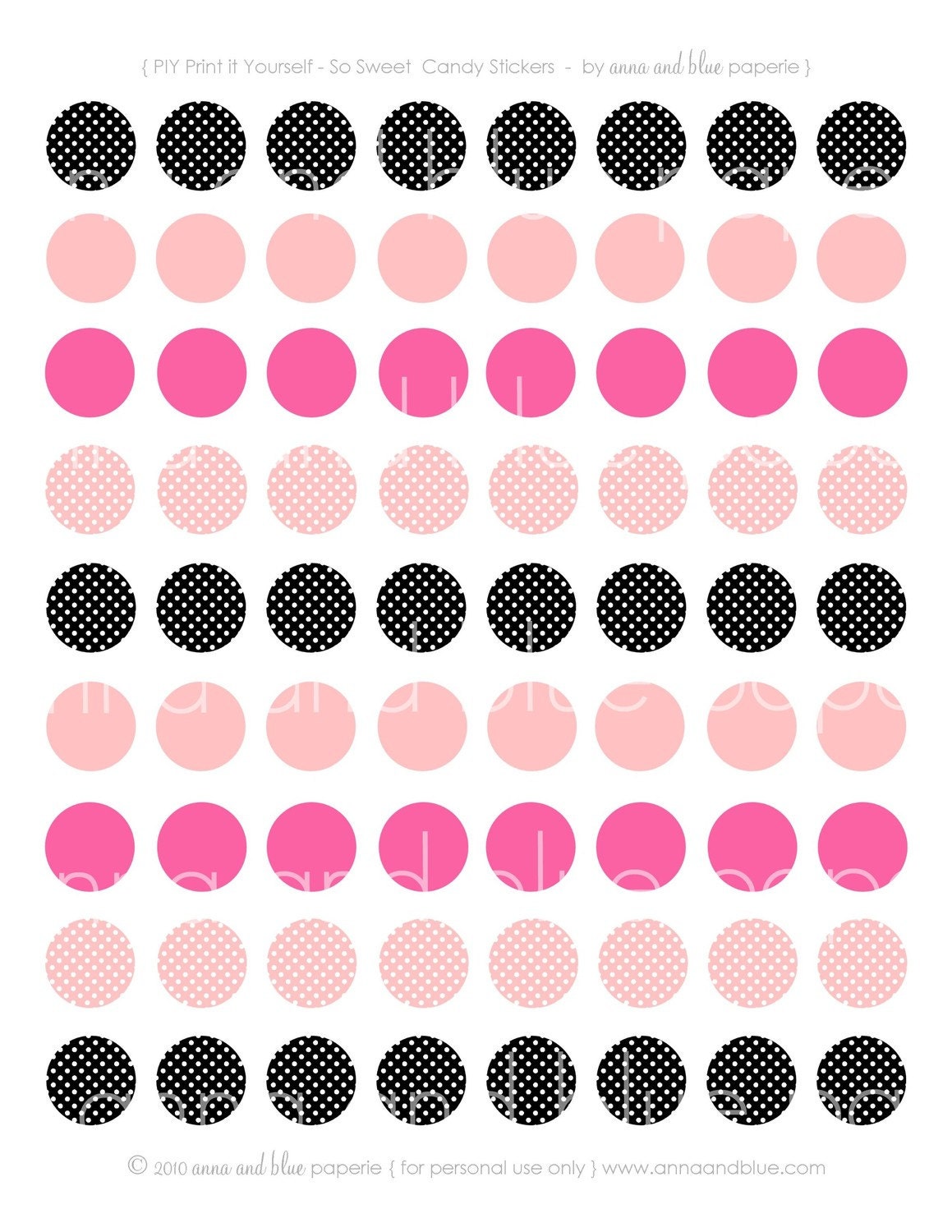 PRINTABLE So Sweet Candy Circle - DIY Candy Sticker by anna and blue paperie