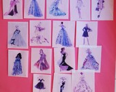 16 Vintage Barbie Fashion Illustration edible image wafer papers for your iced cookies, cake, chocolates