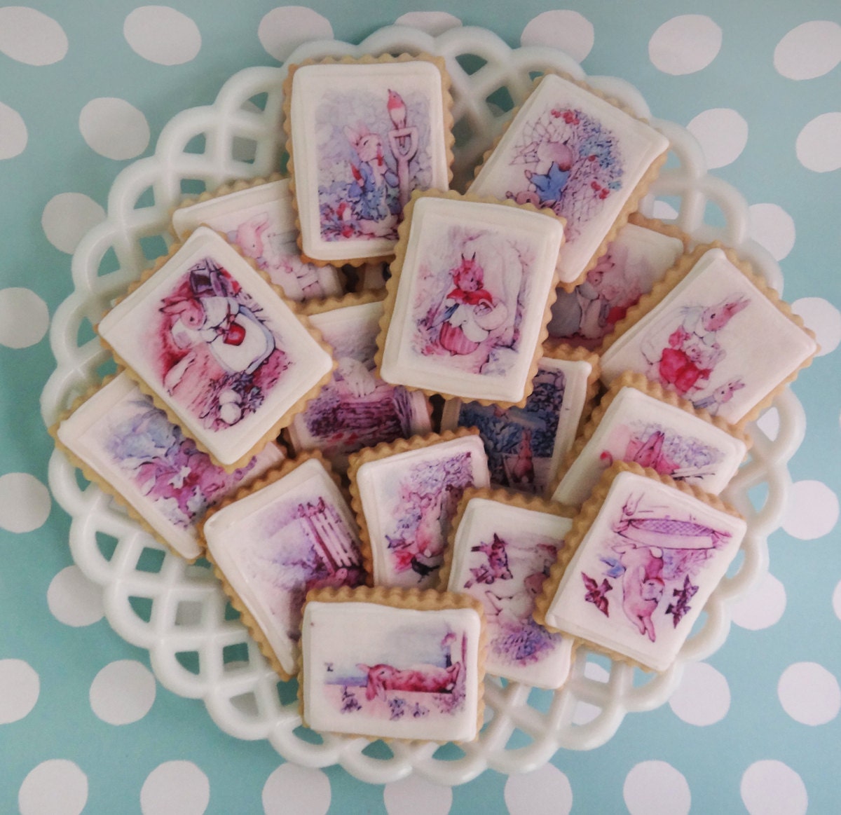 20 Peter Rabbit Beatrix Potter illustrations on Edible Image Wafer paper for your cookies, cupcakes, cakes, fondant and chocolates