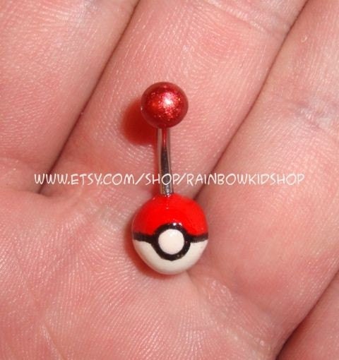 Pokemon Pokeball Belly Ring