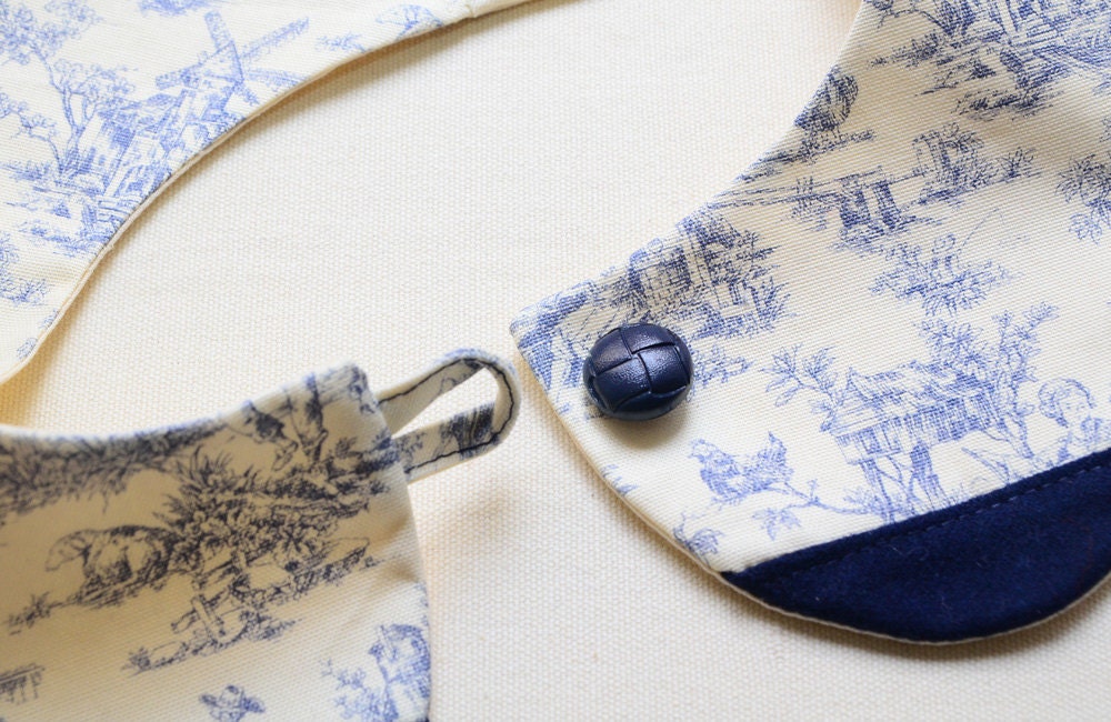 peterpan collar - dutch prints - Navy, cream and royal blue