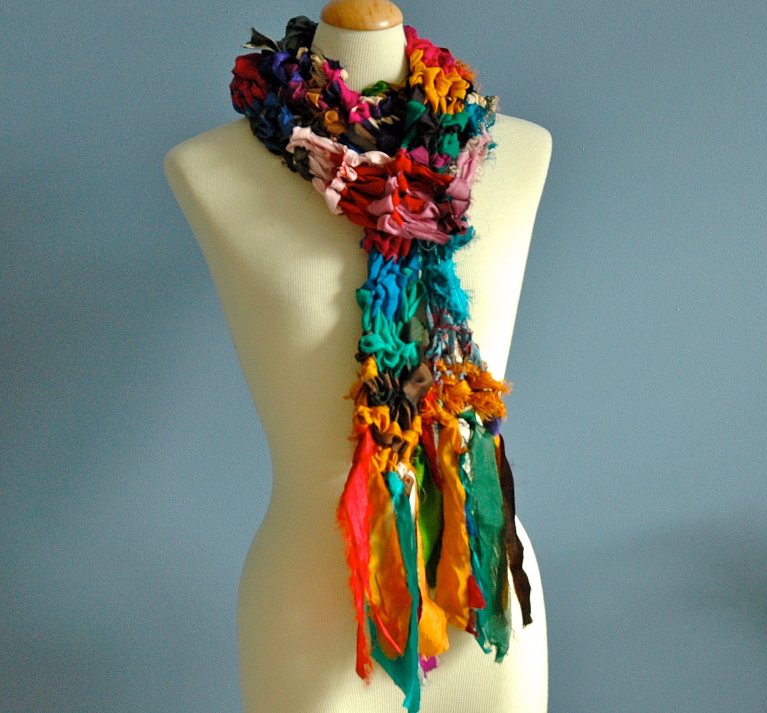 Gypsy. Recycled Sari Silk Ribbon Scarf