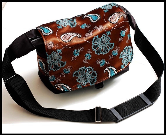 Turquoise and Brown Padded DSLR Fashion Camera Bag with Zipper Enclosure Large Eternity
