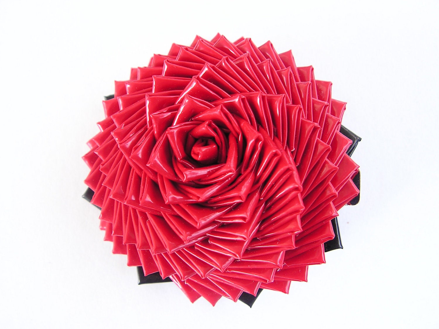 Red Duct Tape Flower Hair Clip