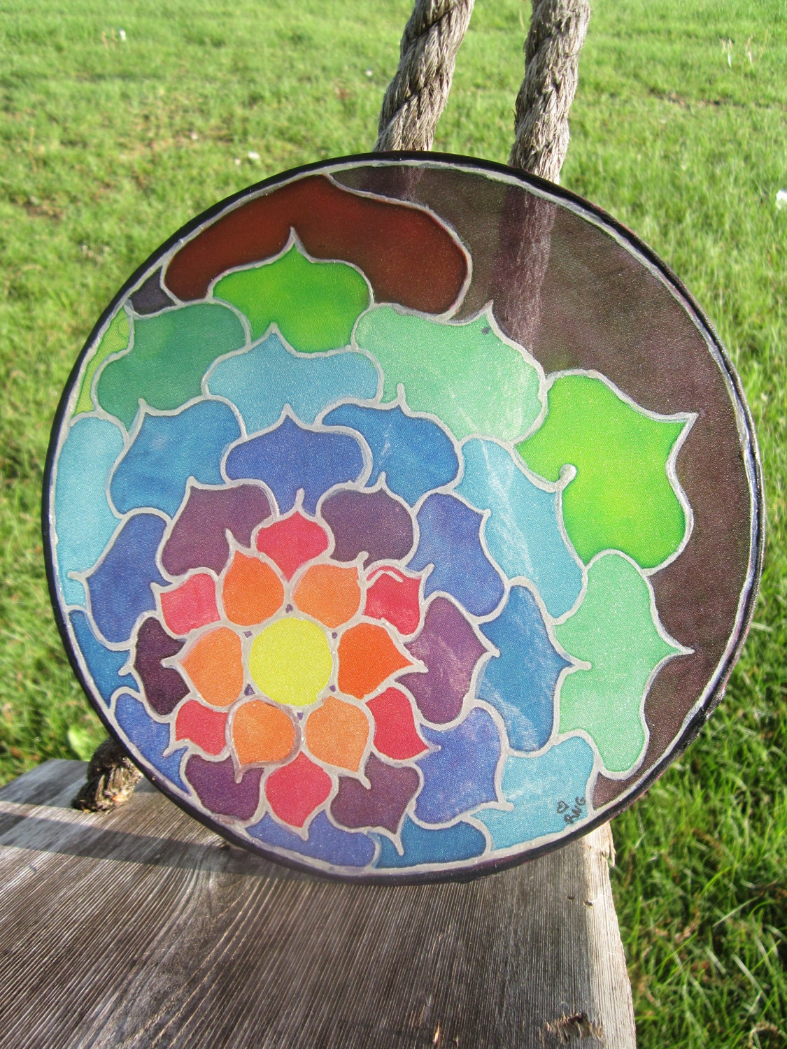 CUSTOM COLORS Handpainted Silk Hoop "Expanding Flower"