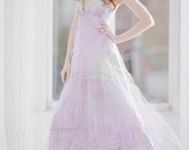 Small Opalescent halter dress with tuille overlay and train custom order