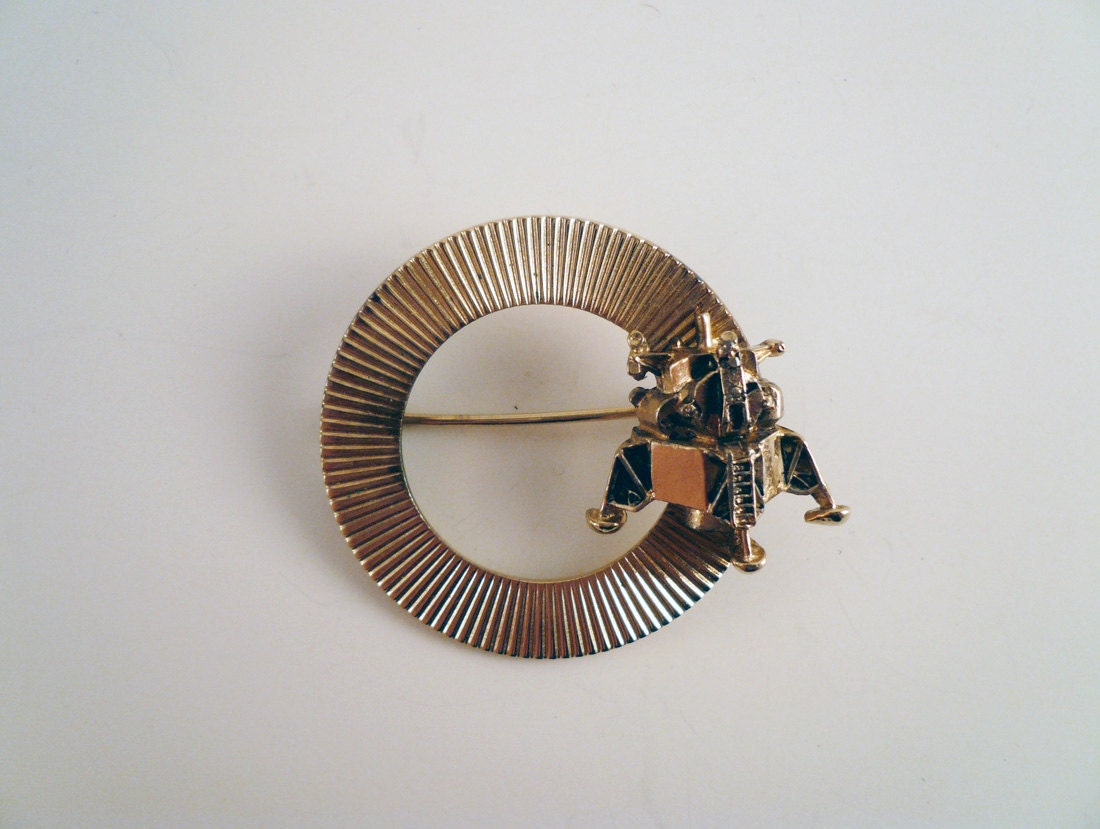 1960s Apollo Lunar Module Gold Metal Brooch