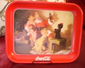 Vintage Christmas Santa Coca Cola tray