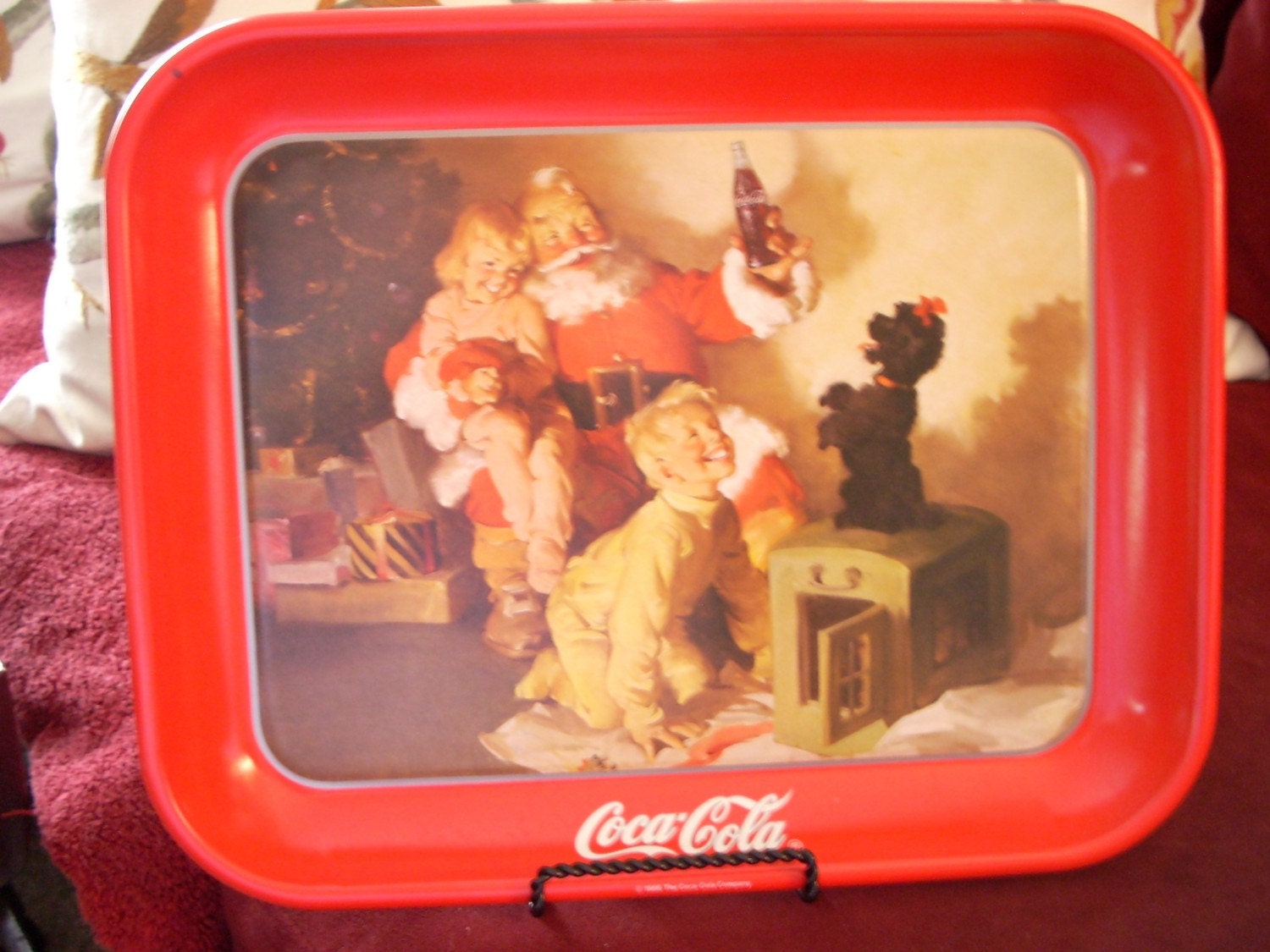 Vintage Coca Cola Santa Christmas tray