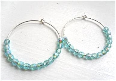 Iridescent Light Blue Hoop Earrings