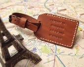 Double Sided Luggage Tag - Personalized - Leather - Colors - Hand Stitched