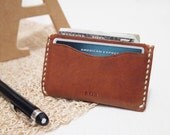 Personalized Money Card Holder - Leather - Hand Stitched