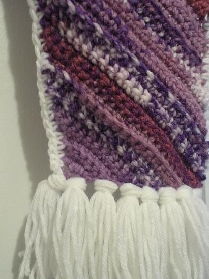 Diagonal Multi Purple Scarf with White Trim