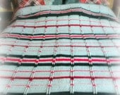 Crocheted Queen Size Blanket - "Jeffrey" - Red - Gray - Black - Afghan - FREE SHIPPING