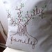 Personalized Family Tree Pillow Cover 16 inch. Fathers Day Embroidery. Family Names. Family. Light Brown or Gray.