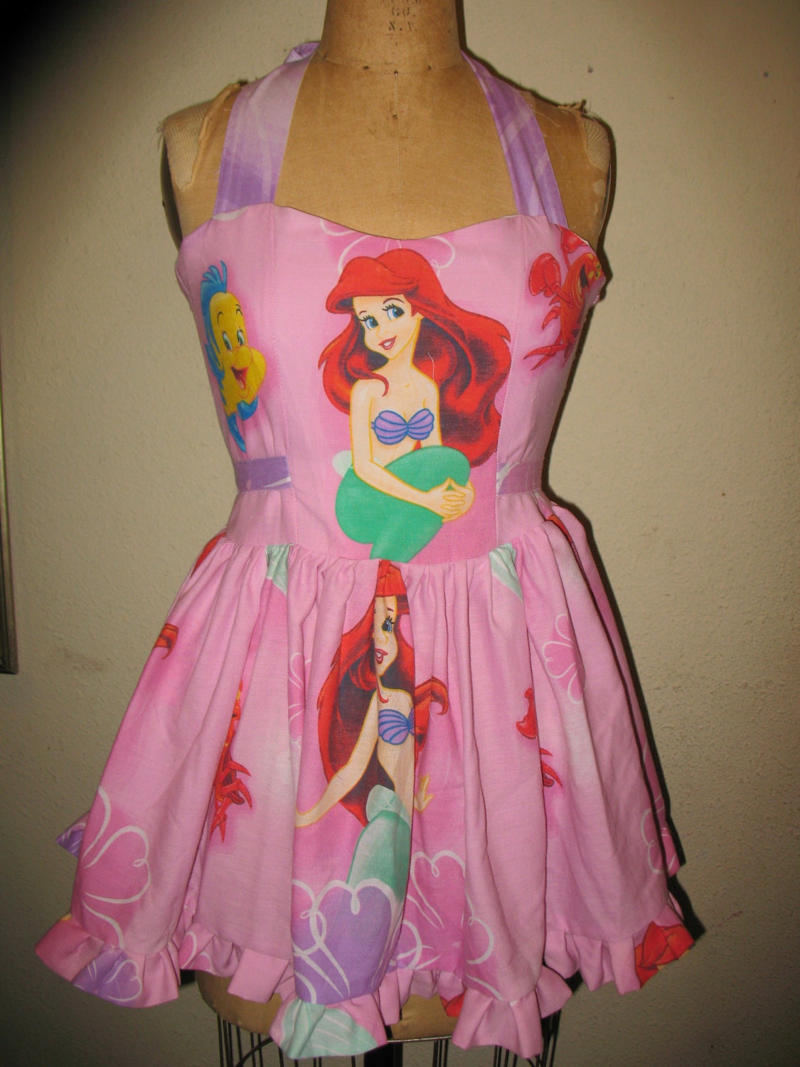 Custom Made to order Ariel The Little Mermaid SweetHeart Ruffled Mini Dress