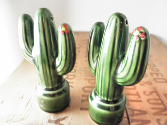 Vintage Cactus Salt and Pepper Shaker Set by detroitpicker on Etsy
