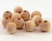 10mm Round Unfinished Natural Wood Beads - 20 pieces