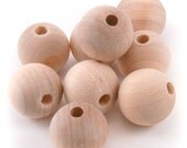 16mm Round Unfinished Wooden Beads - 10 pieces