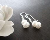 Handmade Earrings, Bridesmaid Gift, Bridesmaids, Personalized Jewelry, Summer Wedding Party, Bride Bridal Sterling Silver, Real White Pearls
