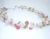 Pastel bridal necklace, Spring wedding jewelry, Wedding Necklace, Silver, birthstone gemstone pearls, Mother's day, Lavender French Pink