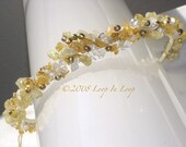 Wedding Flower Head Band, Handmade Tiara Bride Accessories, silver, wire wrapped, freshwater pearls, citrine, amber, clear quartz crystals