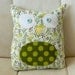 Ollie the Owlet - Stuffed Mini Owl - White with Green Blue and Olive Floral with Polka Dot Belly
