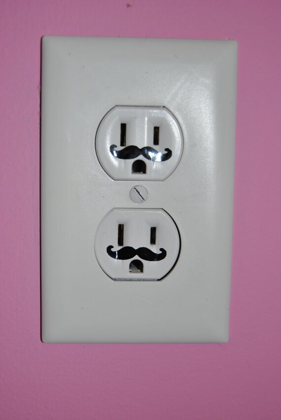 Small Mustache Vinyl Decal Perfect for Electrical Outlet